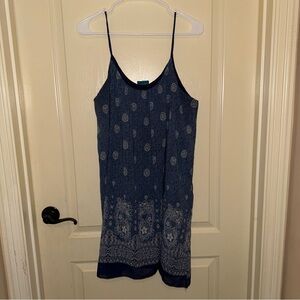 Chic Navy Blue Patterned Mini Dress